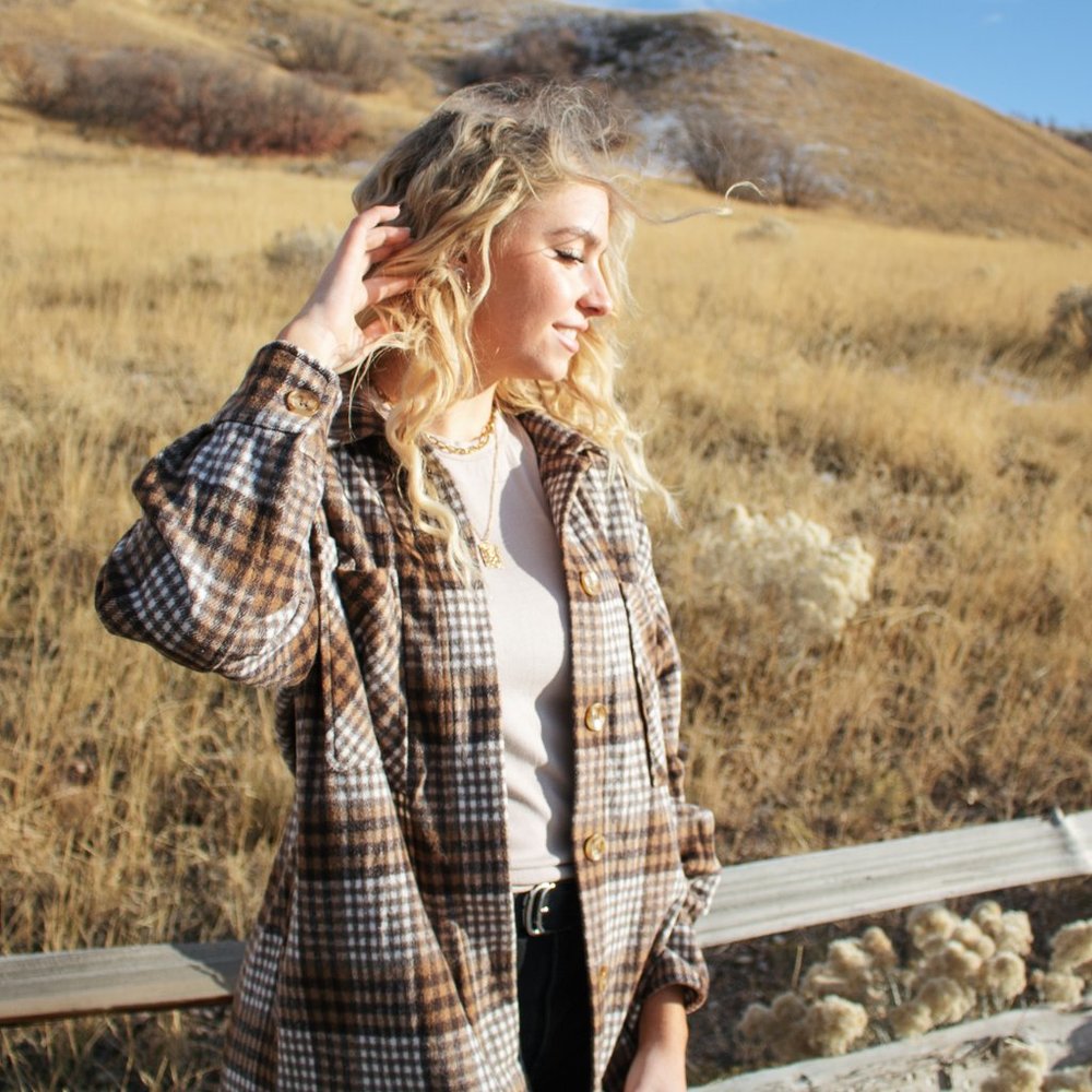 Small Plaid Brown & Cream Lightweight Shacket
